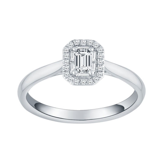 Caprice Solitaire Entouré Serti Clos Baguette Diamant 0,306ct