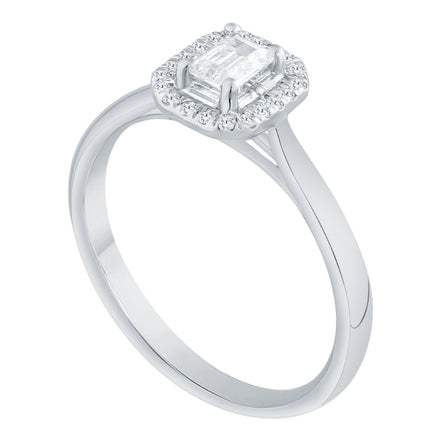 Caprice Solitaire Entouré Serti Clos Baguette Diamant 0,306ct