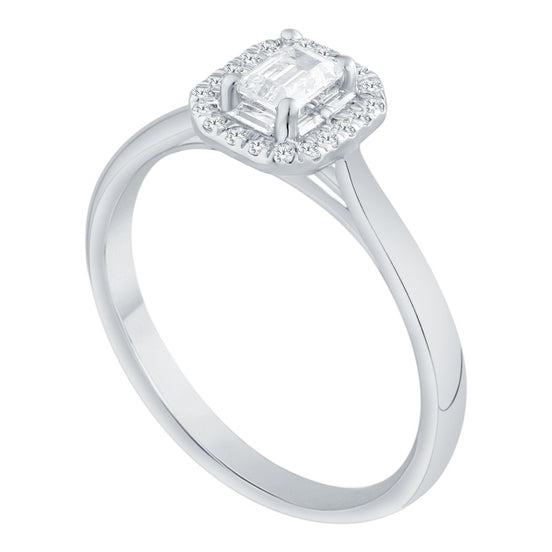 Caprice Solitaire Entouré Serti Clos Baguette Diamant 0,306ct