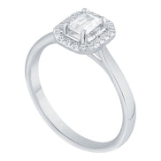 Caprice Entouré Taille Émeraude Serti Griffe Diamant 0,30ct