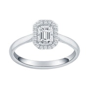 Caprice Entouré Taille Émeraude Serti Griffe Diamant 0,30ct