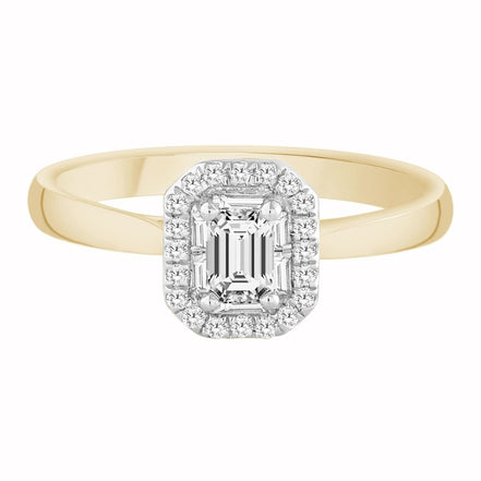 Caprice Solitaire Entouré Serti Clos Baguette Diamant 0,45ct