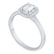 Caprice Solitaire Entouré Serti Clos Baguette Diamant 0,45ct