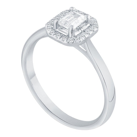 Caprice Solitaire Entouré Serti Clos Baguette Diamant 0,45ct