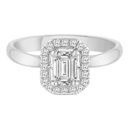 Caprice Solitaire Entouré Serti Clos Baguette Diamant 0,72ct