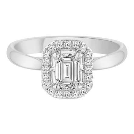 Caprice Solitaire Entouré Serti Clos Baguette Diamant 0,72ct