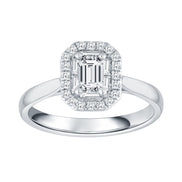 Caprice Solitaire Entouré Serti Clos Baguette Diamant 0,72ct