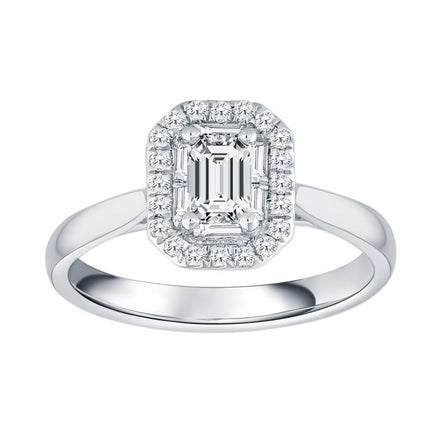 Caprice Solitaire Entouré Serti Clos Baguette Diamant 0,72ct