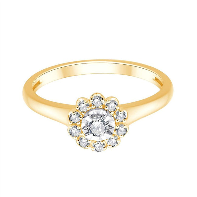 Solitaire Entouré Serti Clos Diamant 0,21ct