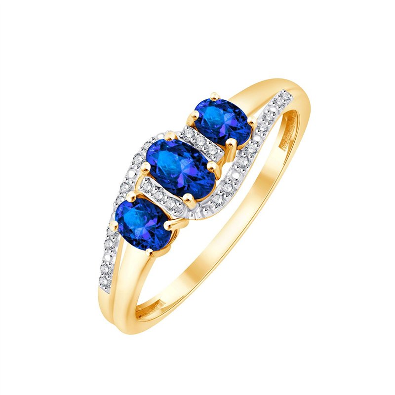 Trilogie saphirs et diamants 0,05 ct