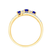 Trilogie saphirs et diamants 0,05 ct