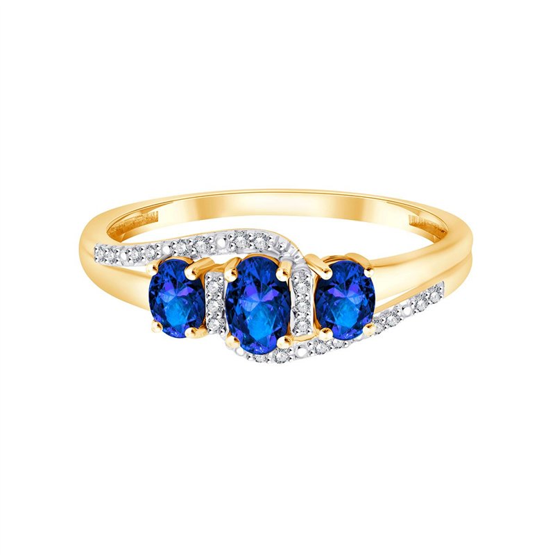 Trilogie saphirs et diamants 0,05 ct