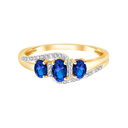 Trilogie saphirs et diamants 0,05 ct