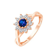 Solitaire Entouré Saphir & Diamants 0,06ct I