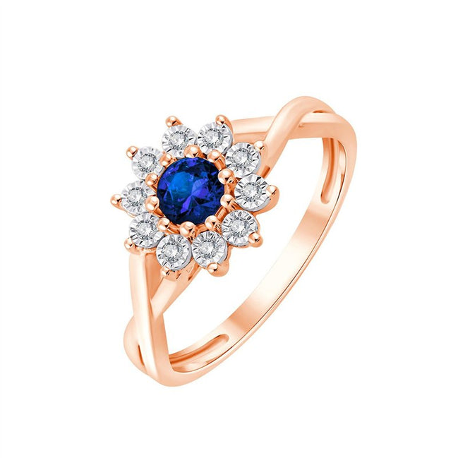 Solitaire Entouré Saphir & Diamants 0,06ct I
