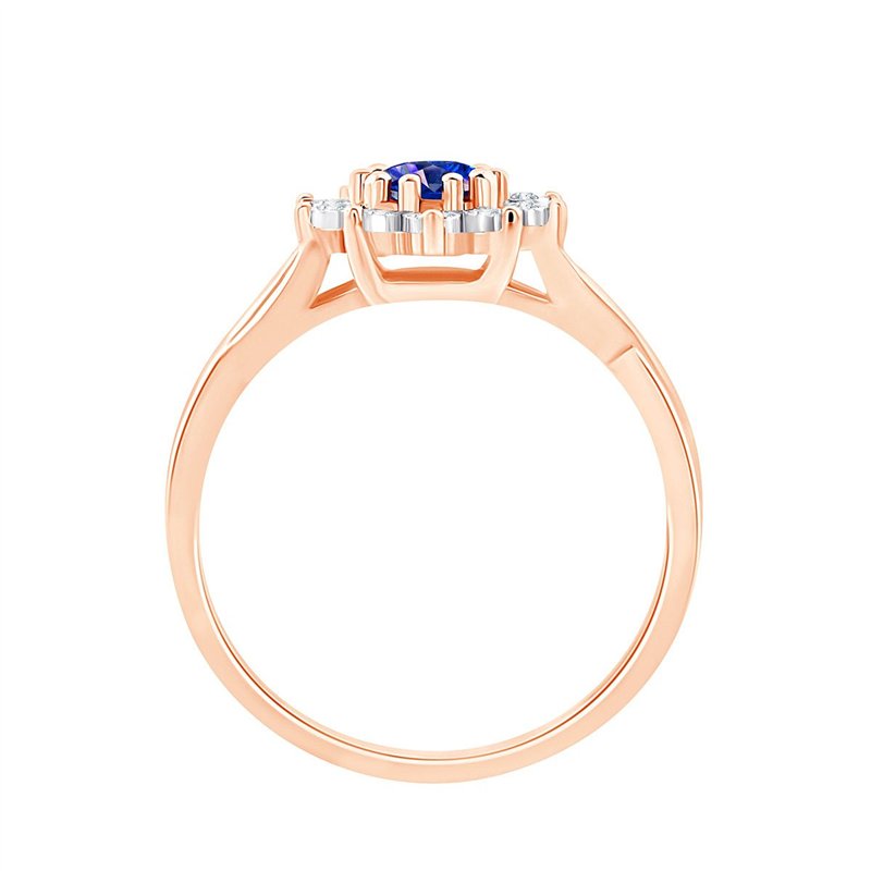 Solitaire Entouré Saphir & Diamants 0,06ct I