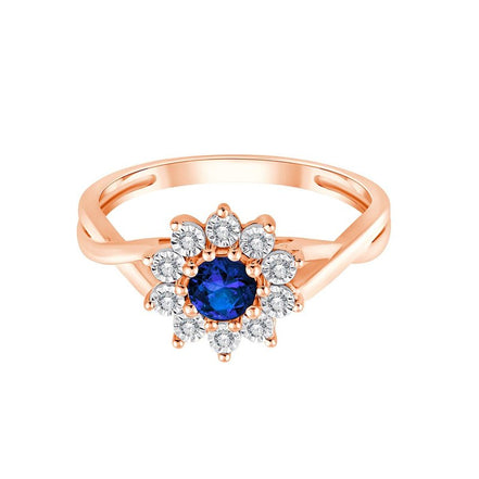 Solitaire Entouré Saphir & Diamants 0,06ct I