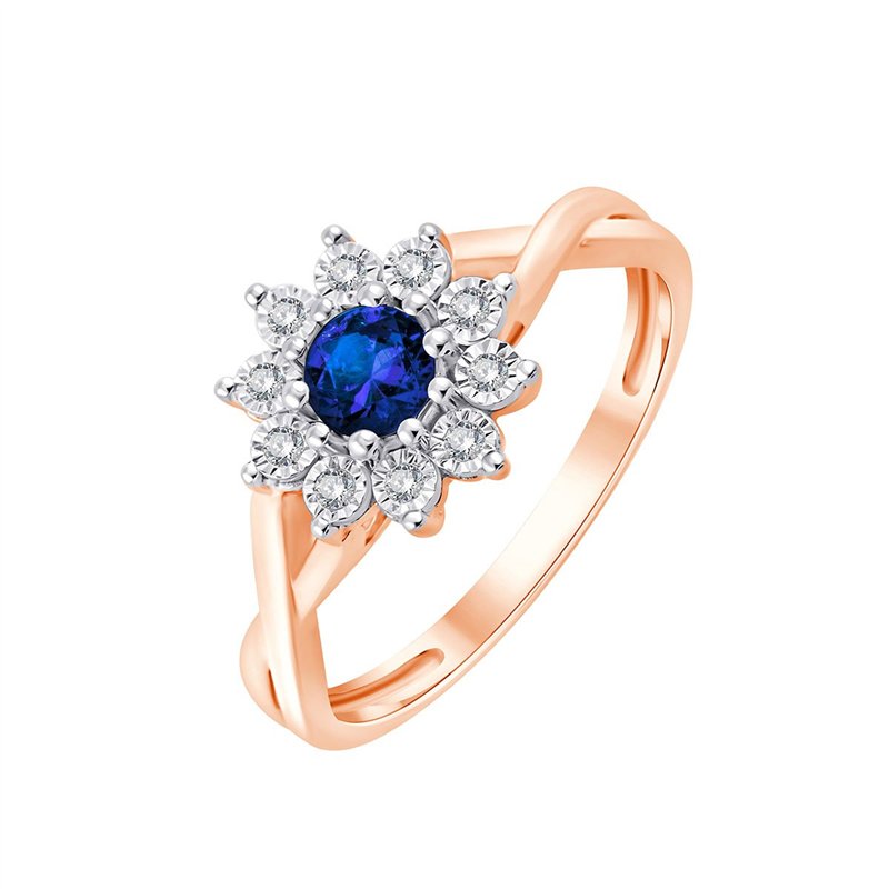 Solitaire Entouré Saphir & Diamants 0,06ct I