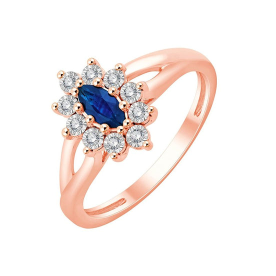 Solitaire accompagné saphir et diamants 0,06ct