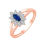 Solitaire accompagné saphir et diamants 0,06ct
