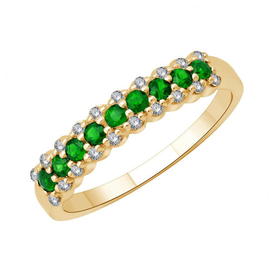 Half-Eternity Emerald & Diamond Ring 0.13ct