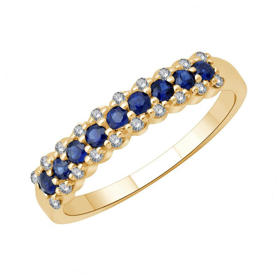 Demi-alliance sertie clos saphirs et diamants 0,13 ct