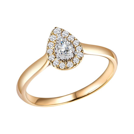 Caprice Solitaire Entouré Poire Diamant 0,257ct