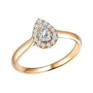 Caprice Solitaire Entouré Poire Diamant 0,257ct