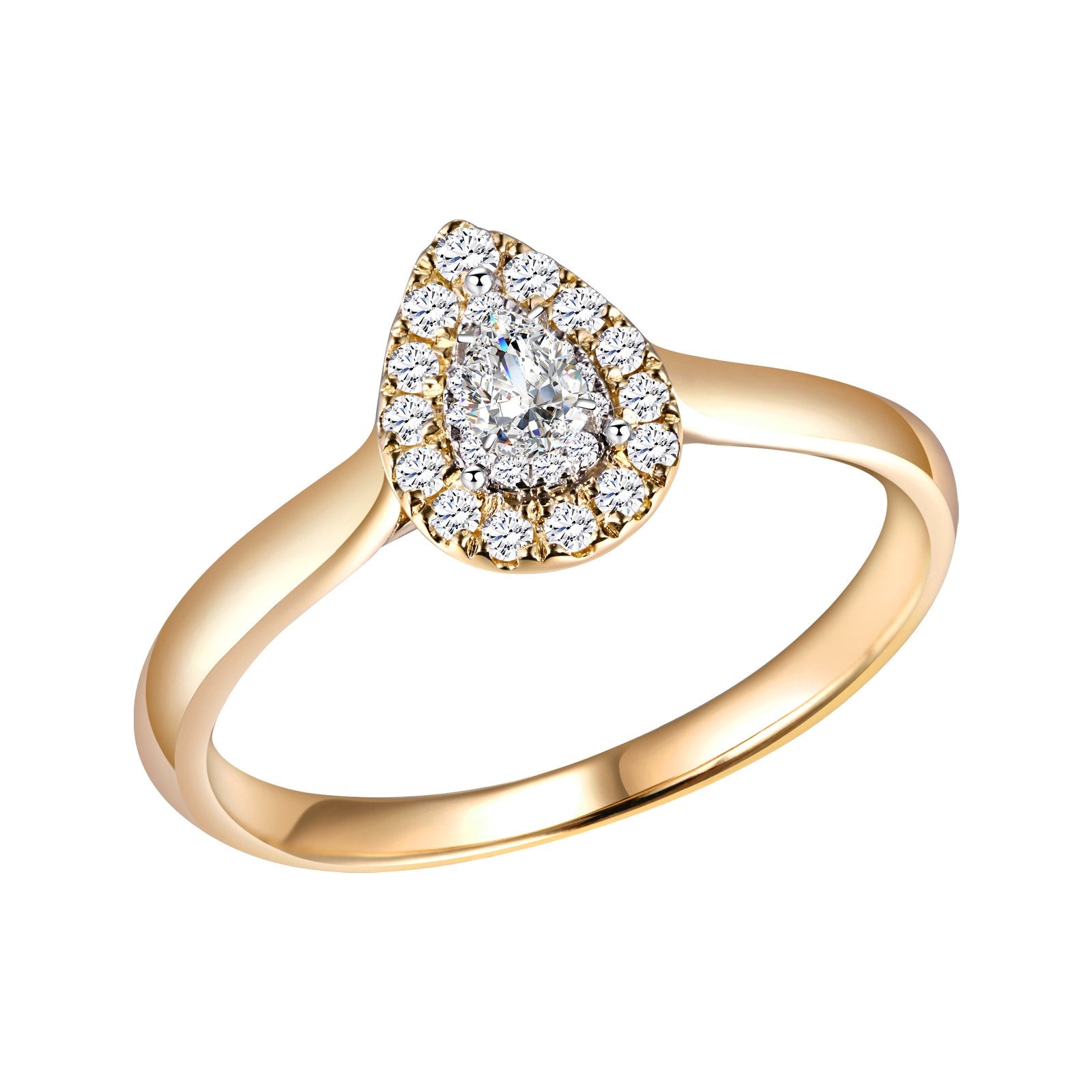 Caprice Solitaire Entouré Poire Diamant 0,257ct