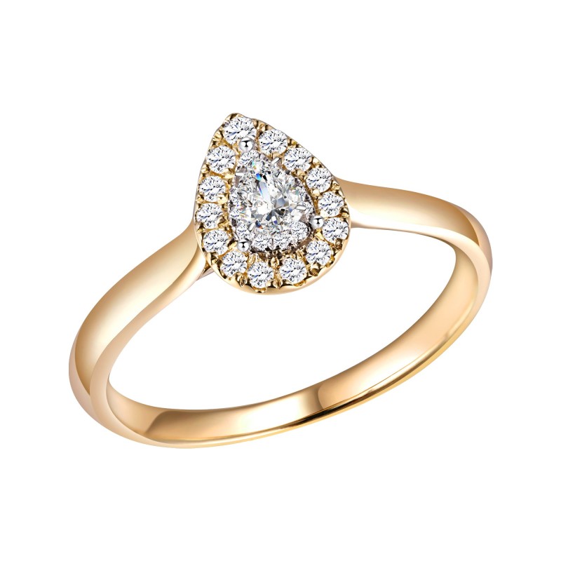 Caprice Solitaire Entouré Poire Diamant 0,257ct
