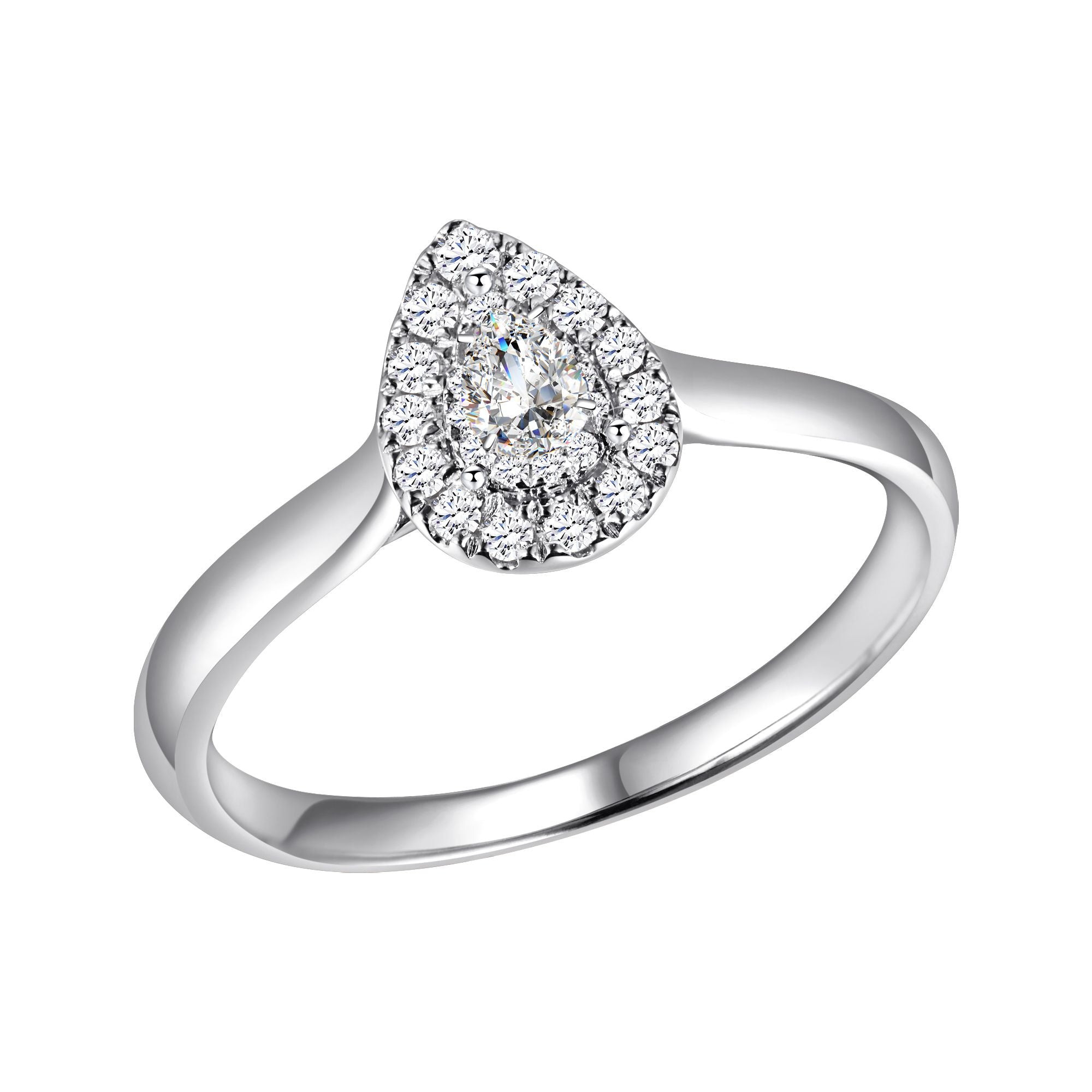 Caprice Solitaire Entouré Poire Diamant 0,257ct