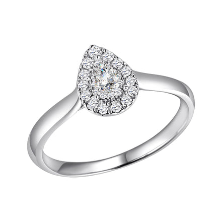 Caprice Solitaire Entouré Poire Diamant 0,257ct