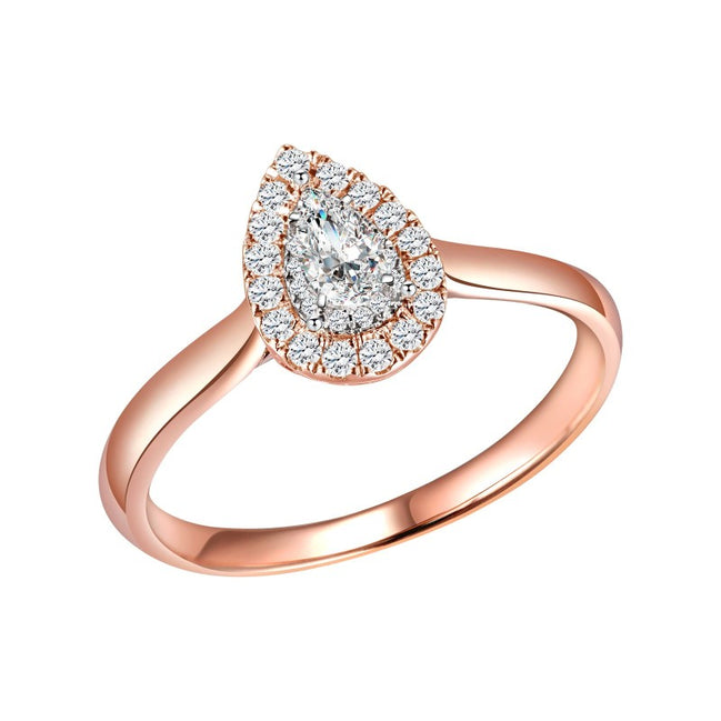 Caprice Solitaire Entouré Poire Diamant 0,384ct