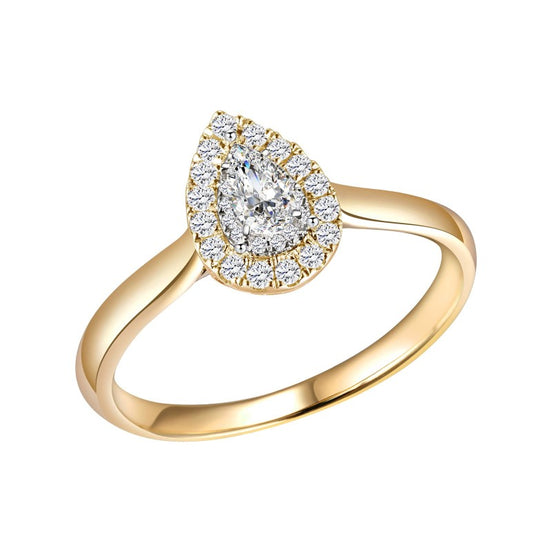 Caprice Solitaire Entouré Poire Diamant 0,384ct