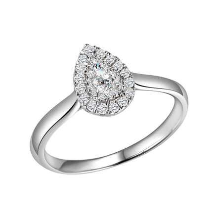 Caprice Solitaire Entouré Poire Diamant 0,384ct