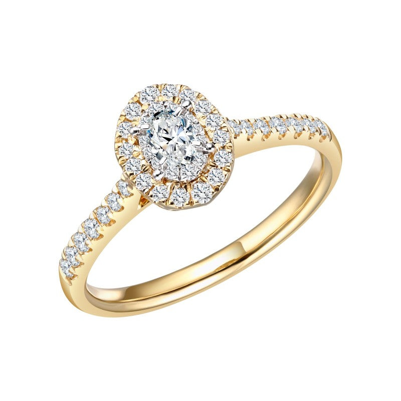 Caprice Solitaire Entouré Ovale Diamant 0,422ct