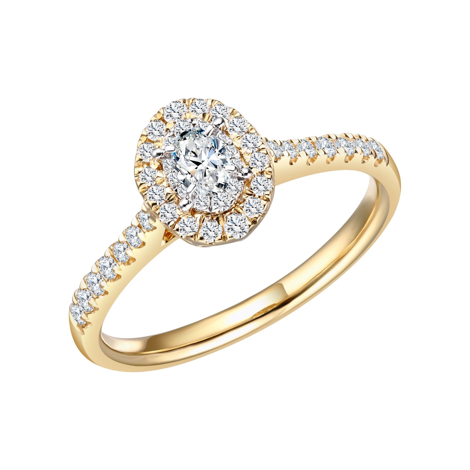 Caprice Solitaire Entouré Ovale Diamant 0,422ct