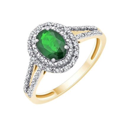 Oval Emerald & Diamond 0.38ct