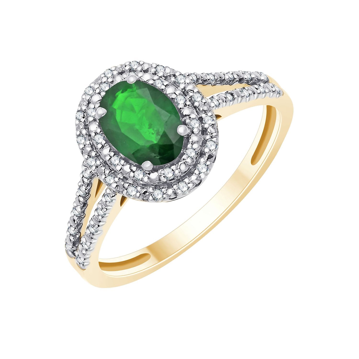 Oval Emerald & Diamond 0.38ct