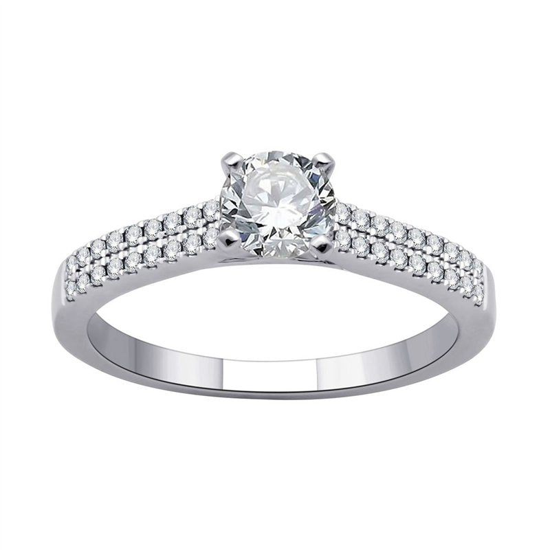 Solitaire Accompagné Serti Clos Diamant 0,69ct