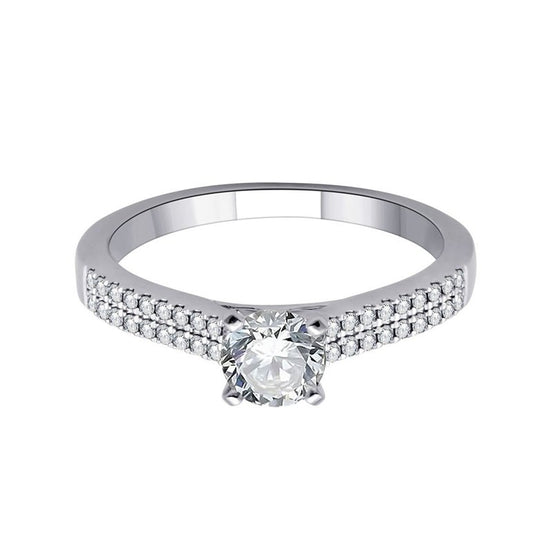 Solitaire Accompagné Serti Clos Diamant 0,69ct