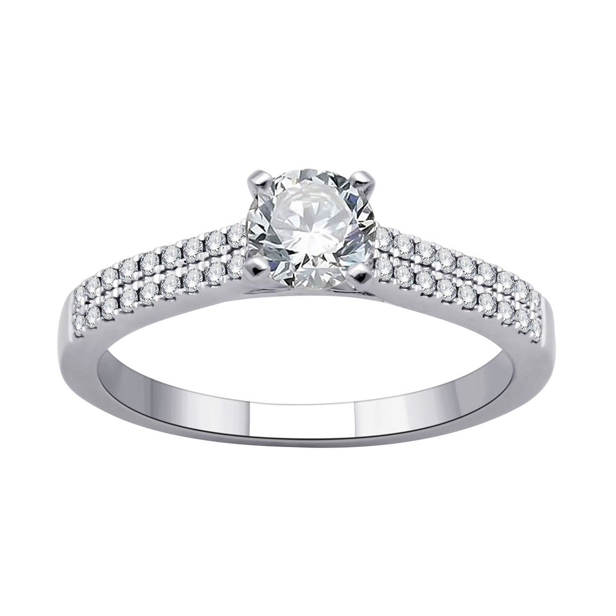 Solitaire Accompagné Serti Clos Diamant 0,69ct