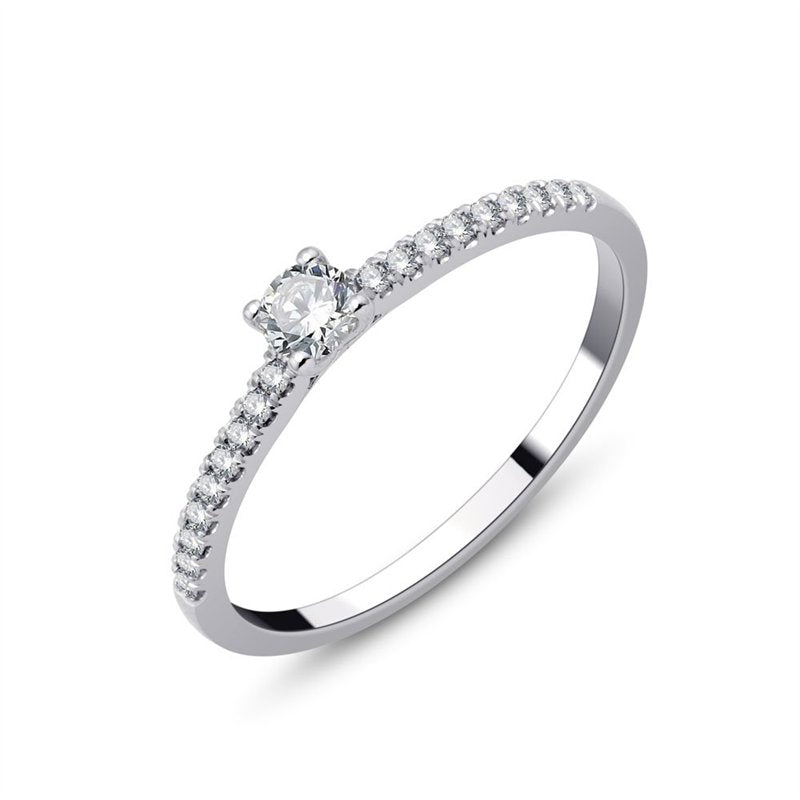 Solitaire Accompagné Serti Clos Diamant 0,24ct