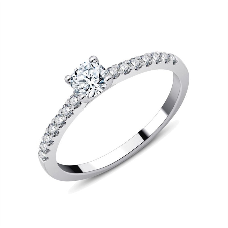 Bague, Solitaire Accompagné Serti Clos Diamant 0,47ct