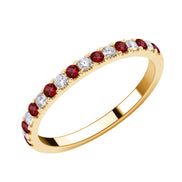 Demi-alliance serti clos rubis et diamants 0,17 ct