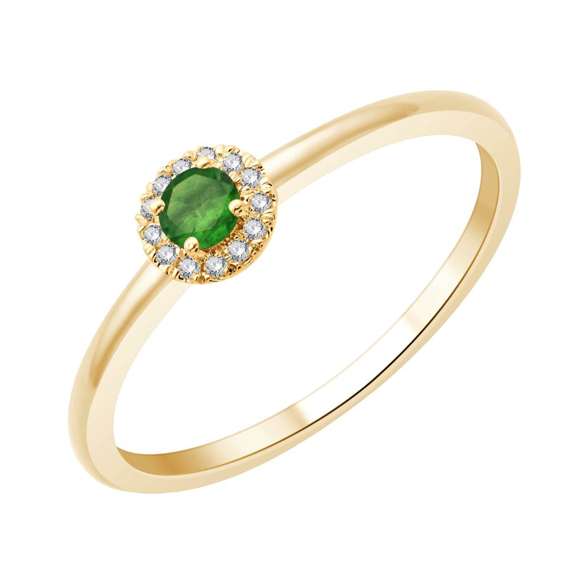 Bezel-set Emerald & Diamond 0.03ct