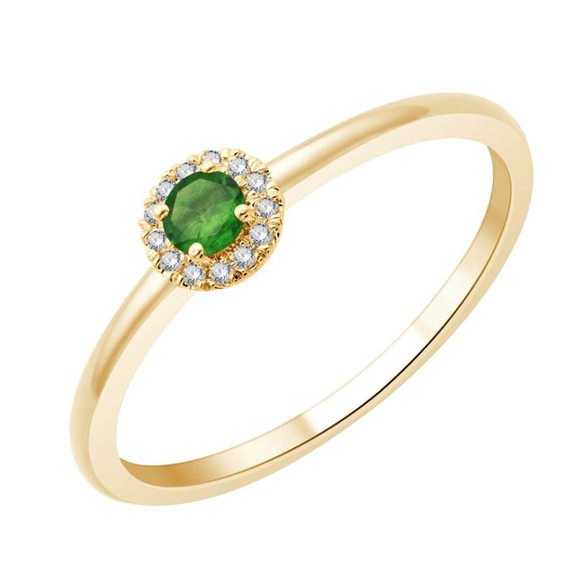 Bezel-set Emerald & Diamond 0.03ct