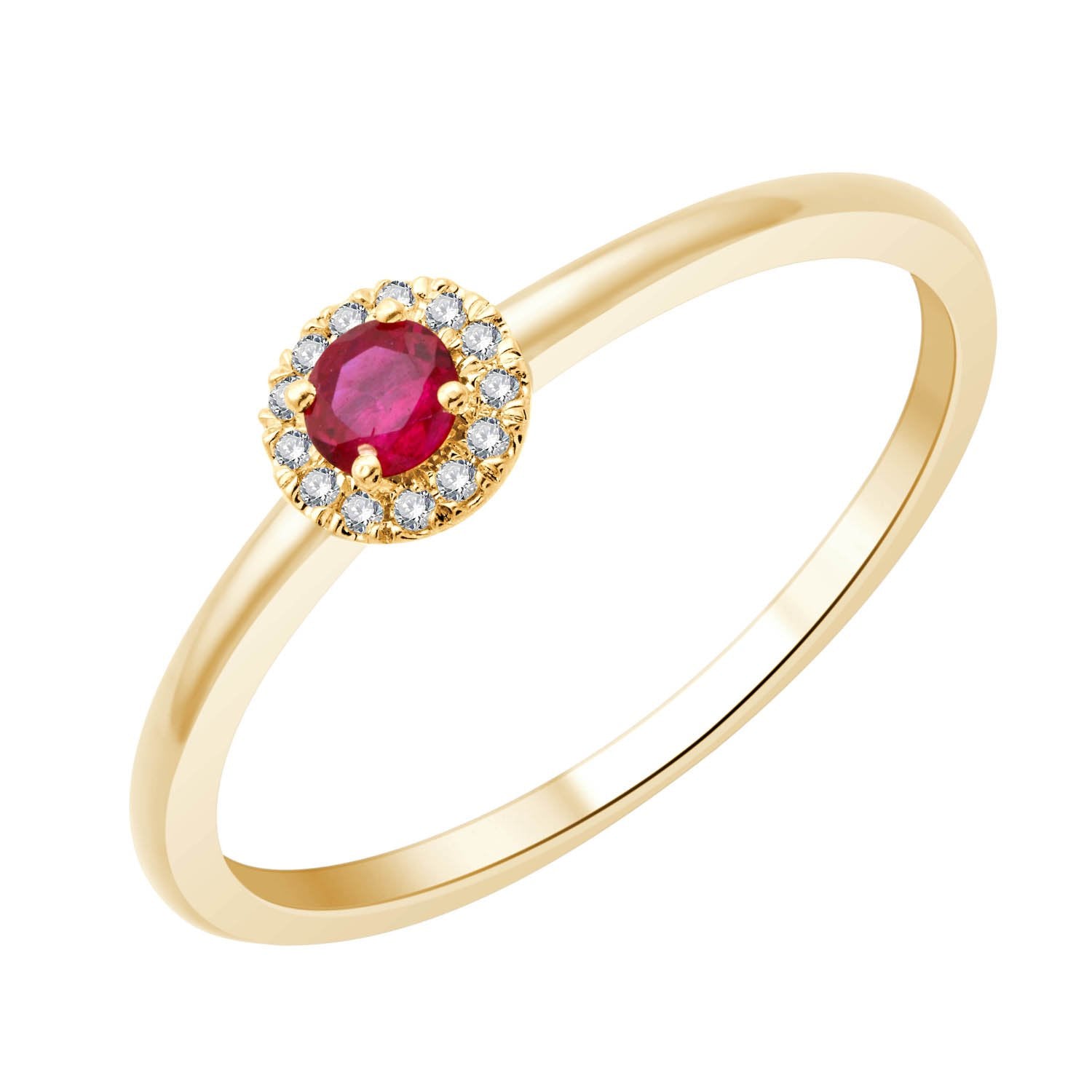 Serti clos rubis et diamants 0,03 ct