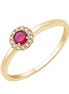 Rubis sertis clos et diamants 0,04 ct I