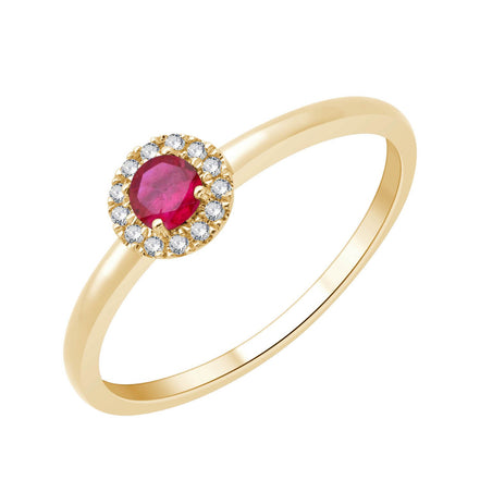 Rubis sertis clos et diamants 0,04 ct I